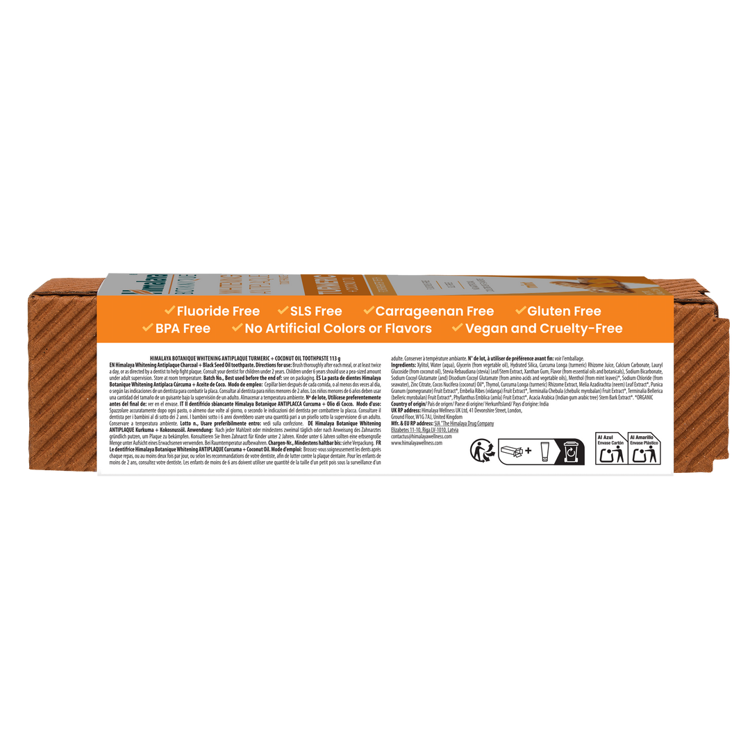 Himalaya Botanique Pasta De Dientes Blanqueadora Antiplaca Cúrcuma + Aceite De Coco 113G
