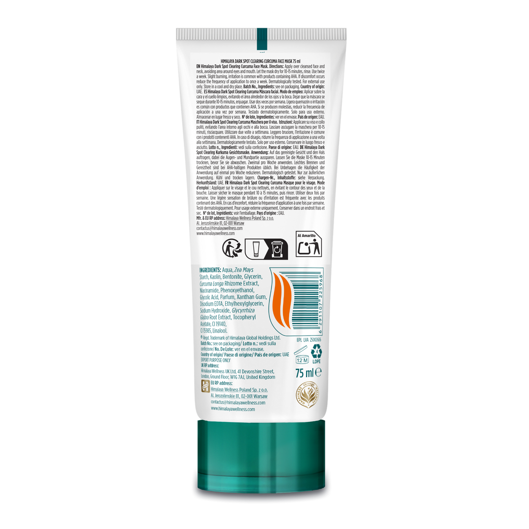 Mascarilla facial de cúrcuma aclaradora de manchas oscuras de Himalaya