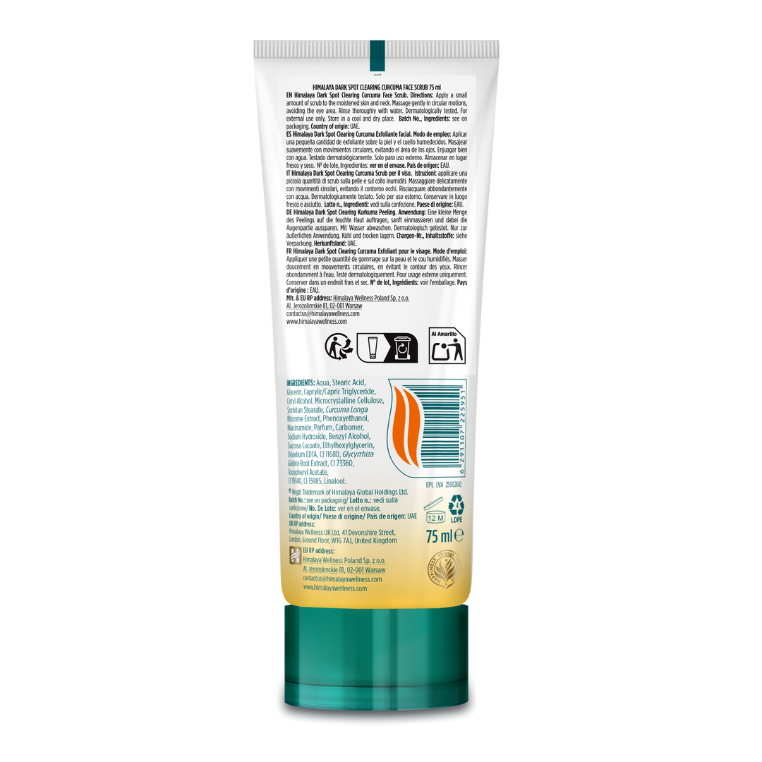 Exfoliante facial de cúrcuma que aclara las manchas oscuras de Himalaya