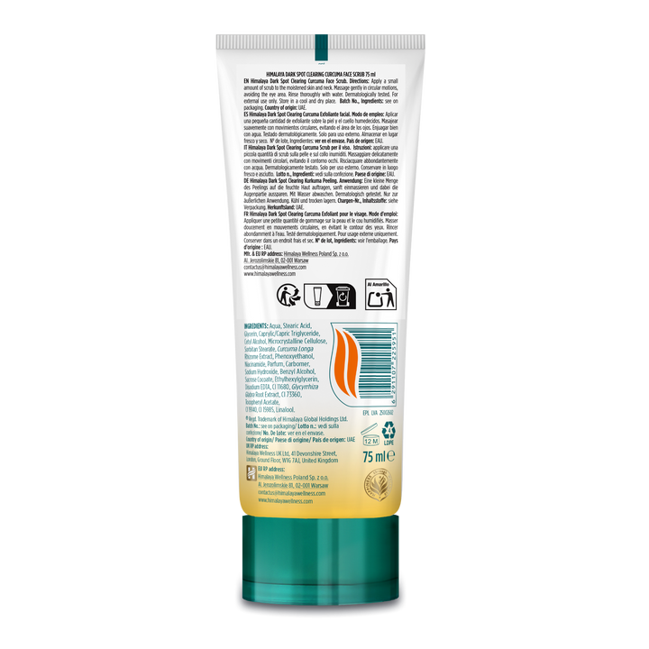 Exfoliante facial de cúrcuma que aclara las manchas oscuras de Himalaya