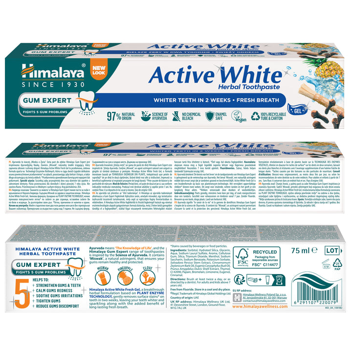 Pasta dental de hierbas Gum Experto Gel blanco activo