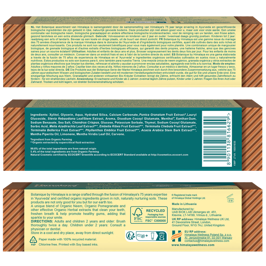 Himalaya Botanique Pasta dental de neem y granada - 150 g