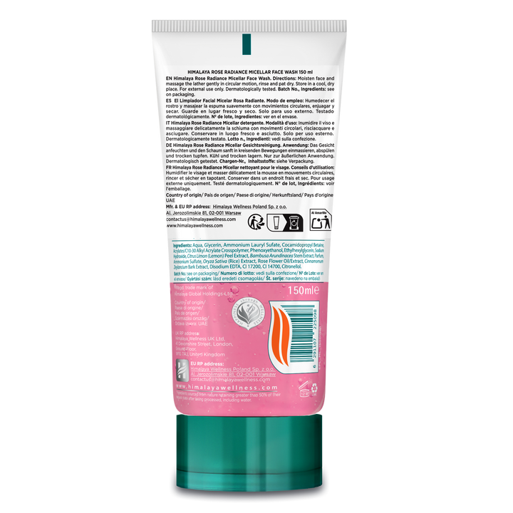 LIMPIADOR FACIAL MICELAR ROSA RADIANTE DE HIMALAYA 150 ML