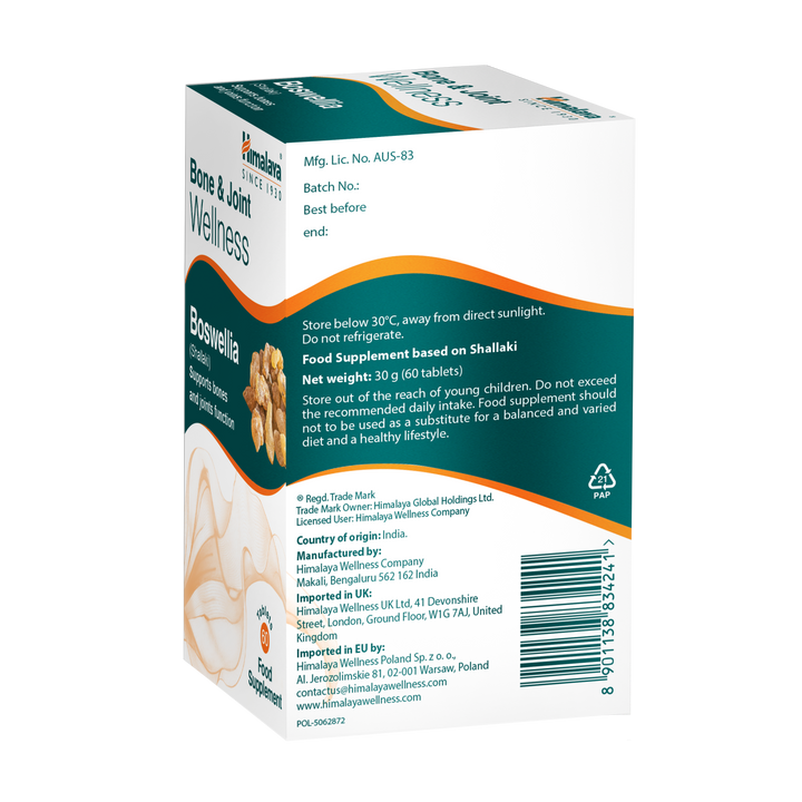 Himalaya Bone &amp; Joint Wellness Boswellia - 60 Comprimidos