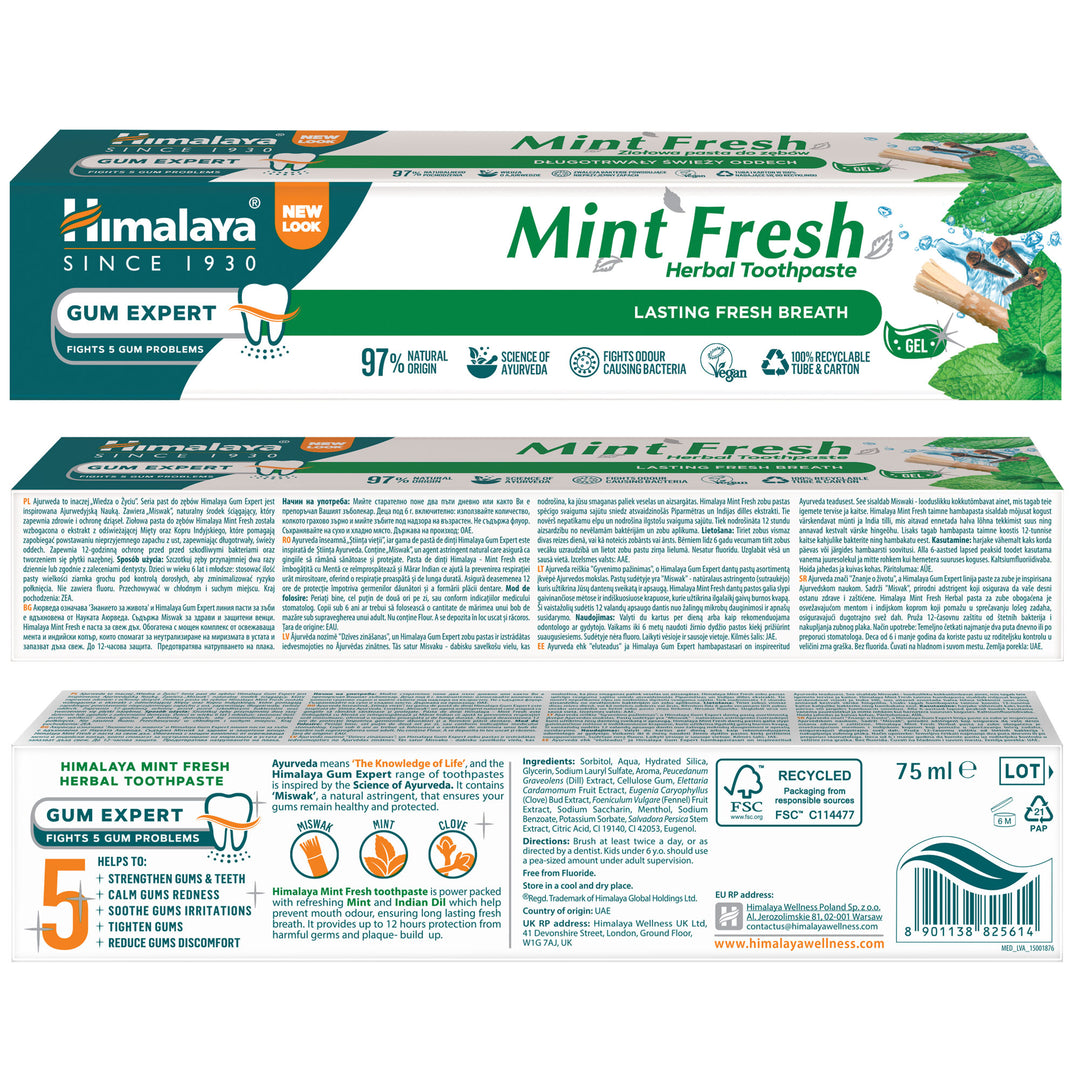 Pasta dental de hierbas Gum Expert: Menta fresca - 75 ml